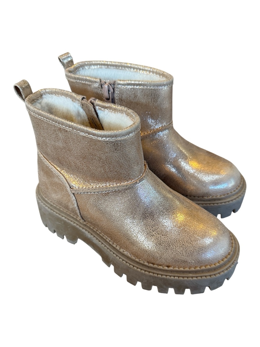 dolce vita | Metallic Gold & Faux Fur Ankle Boots